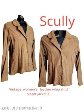 Vintage Scully Women's suede leather blazer western whip stitch tan jacket XL
